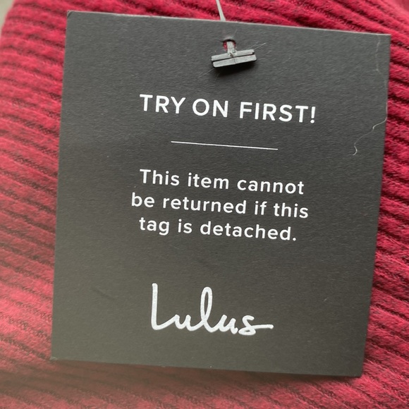 NWT Lulu's SWEET COMFORT BURGUNDY BUTTON-FRONT SWEATER DRESS Ruby Red XS - Picture 8 of 9